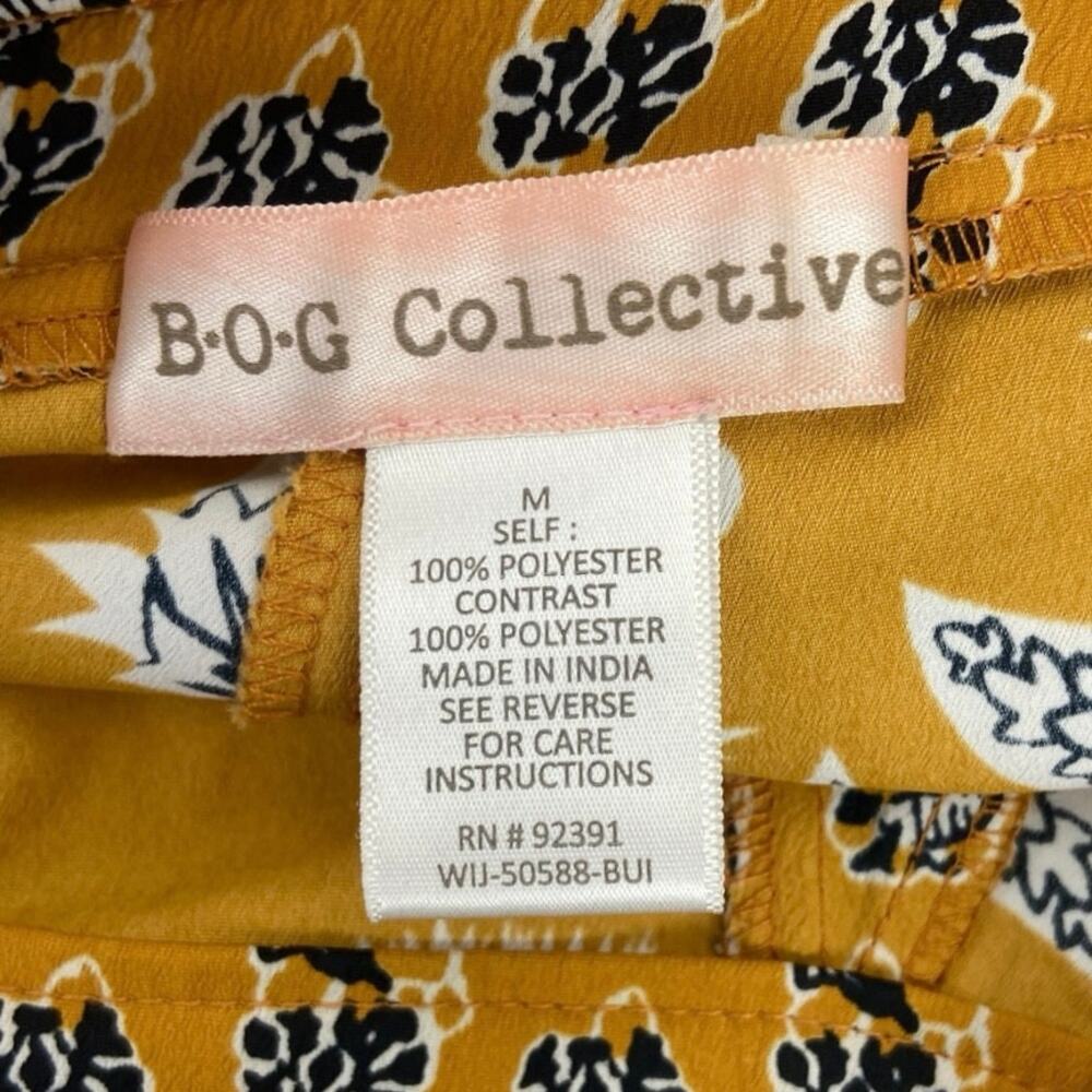B.O.G Collective Yellow Floral Print Elastic Waist Casual Flowy Shorts Size M - Picture 3 of 3